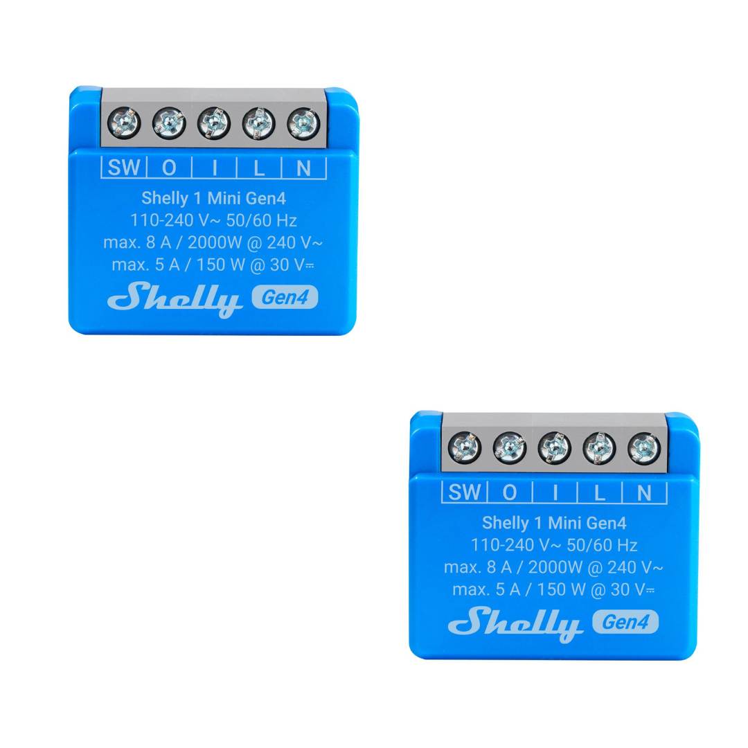 Shelly 1 Mini Gen4: Interruptor de relé inteligente ultracompacto con contactos secos (8 A) (caja abierta)
