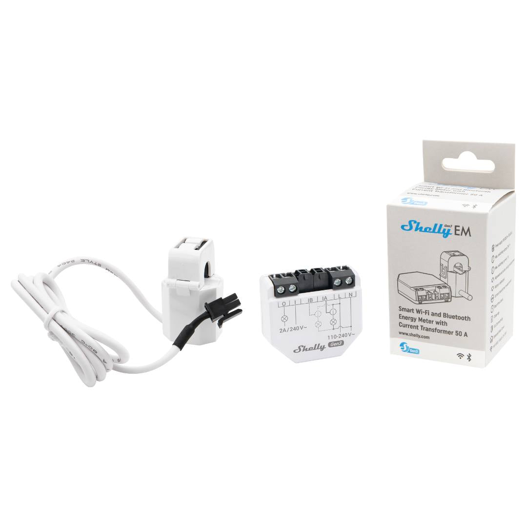 Shelly EM Gen3 50A. Smart Energy Meter with Dry Contact & Wi-Fi - Bluetooth
