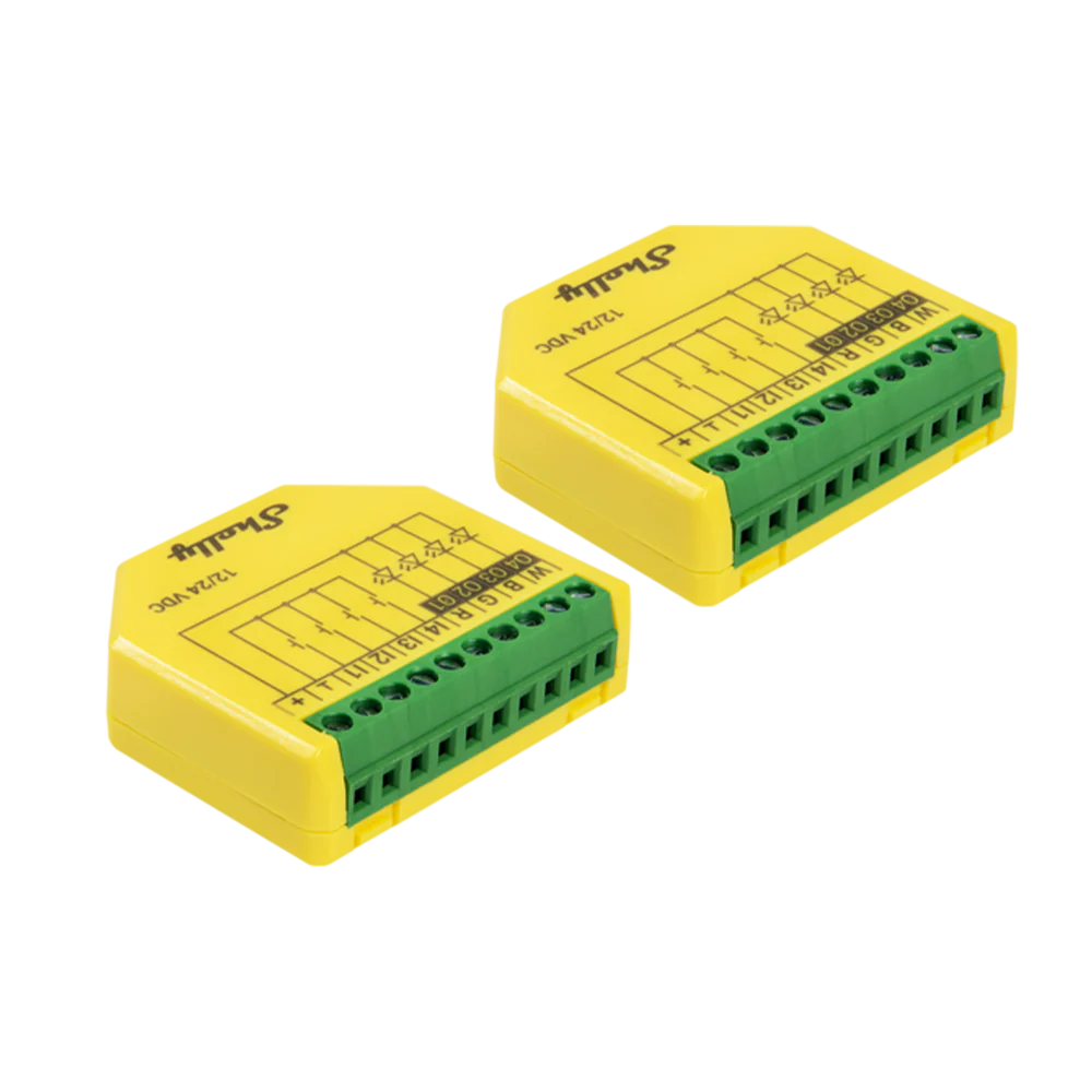 Shelly Plus RGBW PM. Wi-Fi RGBW controller for LED strips. RGB+W, 4x single color LED strips or any LED dimmable lights (Open Box)