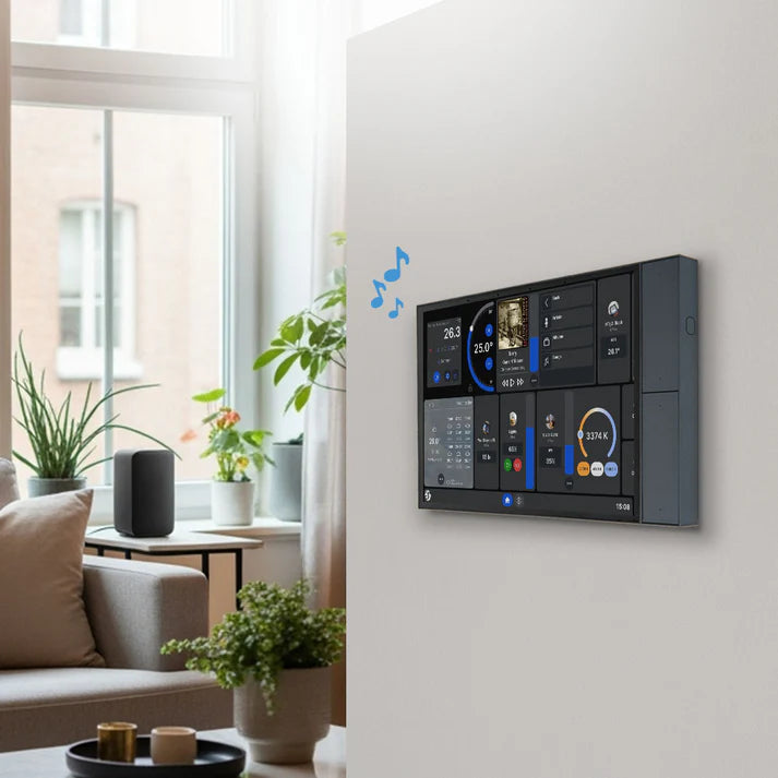 Pantalla de pared Shelly XL. Panel de control de pared inteligente para el hogar con pantalla táctil de 10,1".