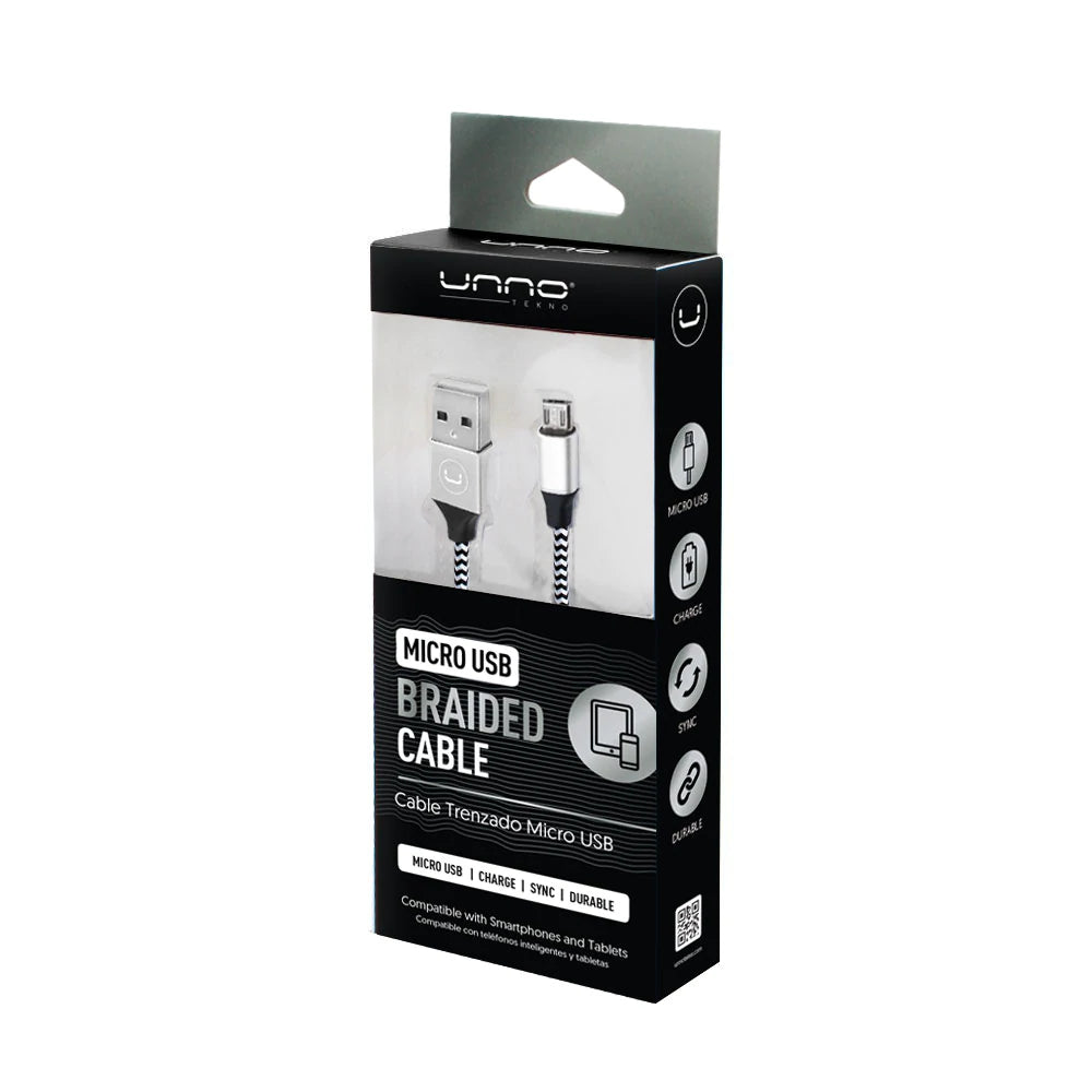 Cable Micro USB 2.0 Braided Cable Silver 1.5m / 5ft