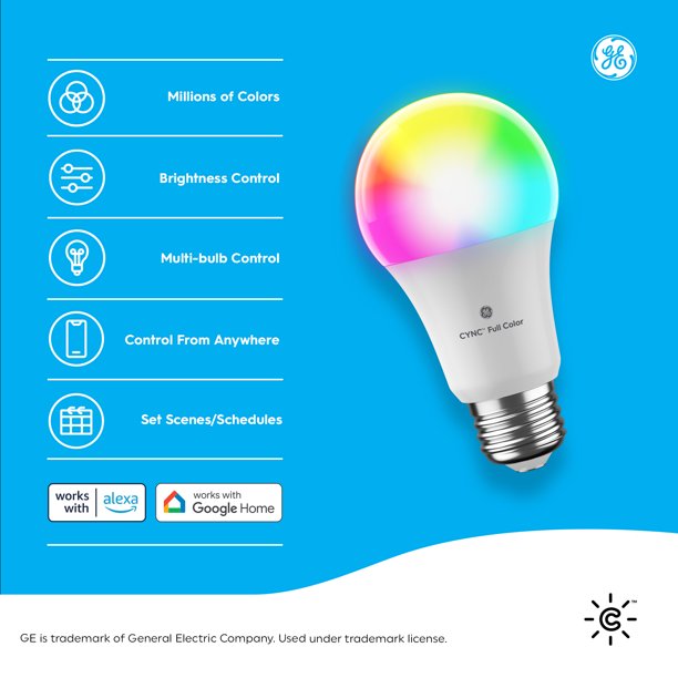 Cync by GE Full Color Direct Connect Smart Bulb - 2 LED A19 Bulbs (Packaging May Vary)