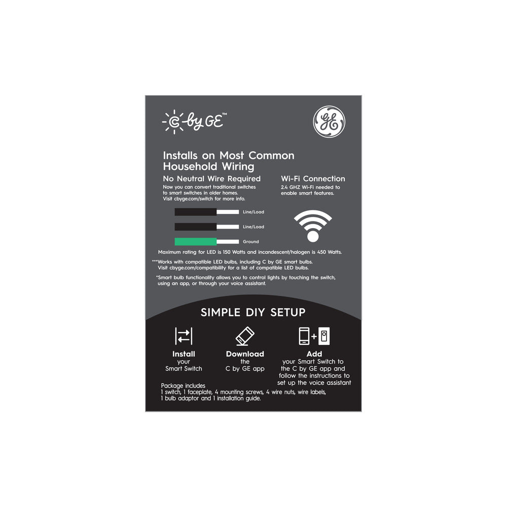 Sensor de movimiento Cync + estilo de botón de atenuación inteligente (3 cables/sin neutro) (el embalaje puede variar)
