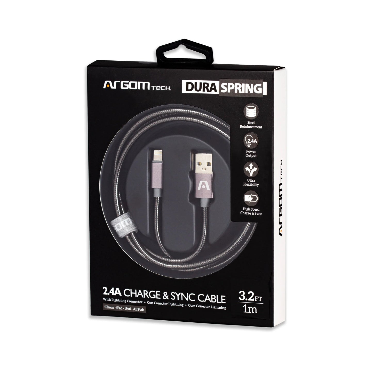Cable Lightning to USB 2.0 - Metal Braided Body - Fast Charging - 1M/3.2FT