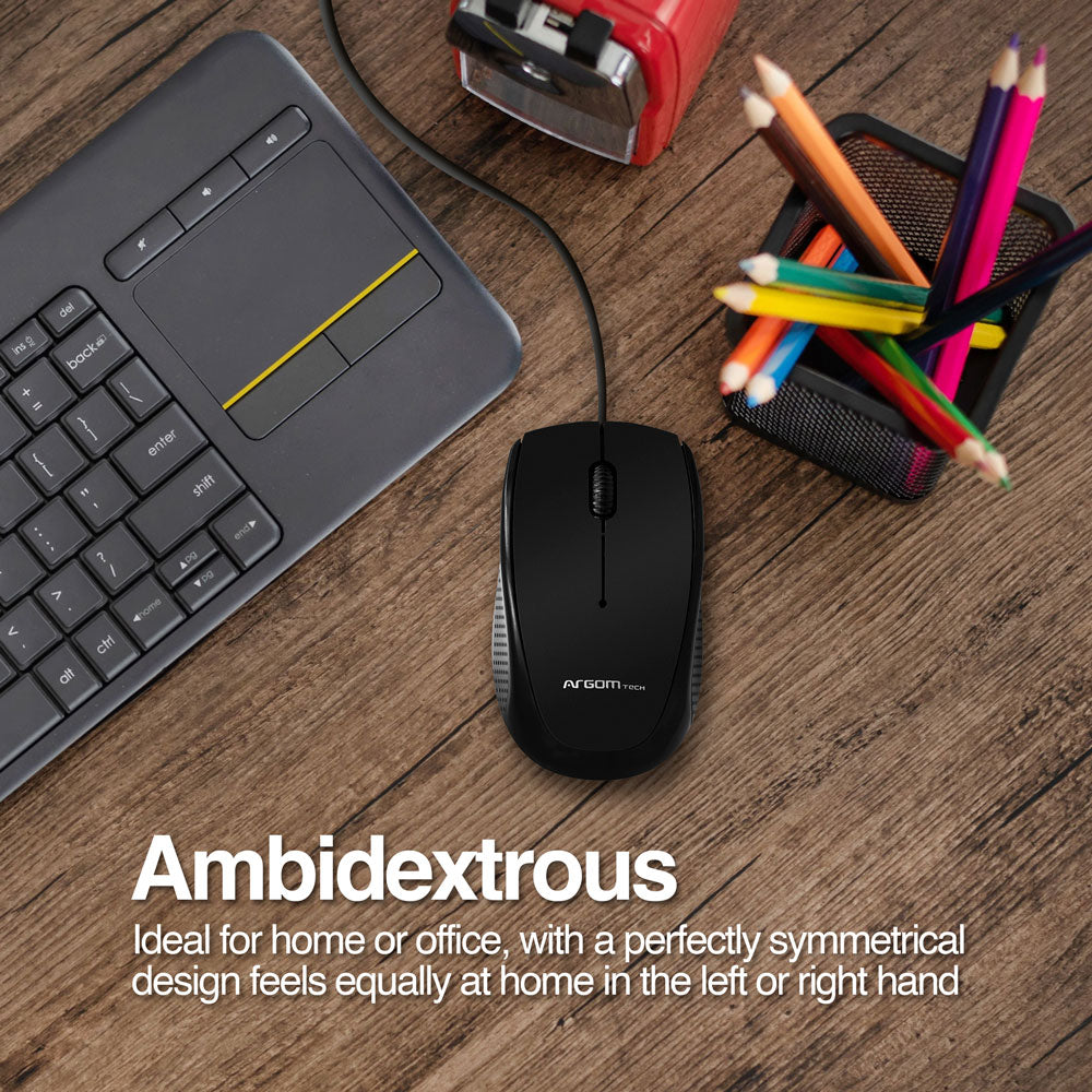 Mouse óptico 3D con cable USB ambidiestro