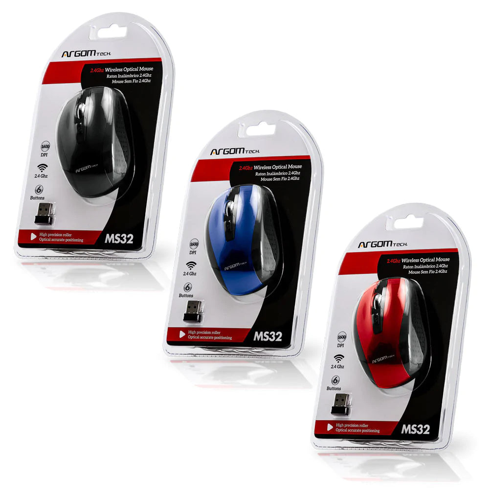 Wireless Optical Mouse 2.4GHz with 6 buttons. 800/1600 DPI. Nano Receptor.