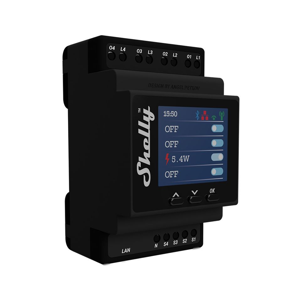 Shelly Pro 4 PM. Professional 4-channels DIN rail smart relay up to 40 –  Digital Bay Tech