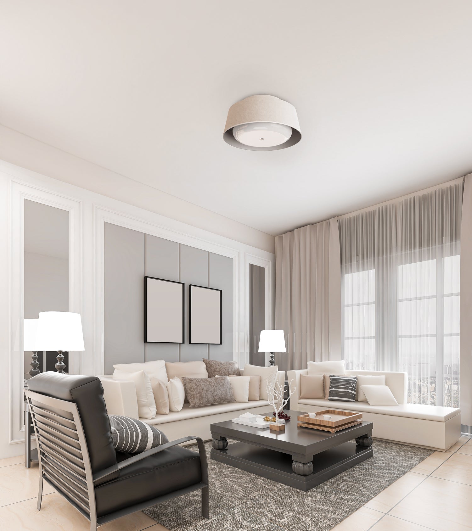 nobi installed on the ceiling of a living room