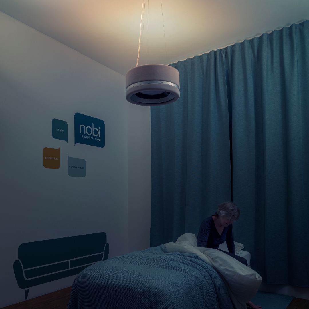 a person getting out of bed at night