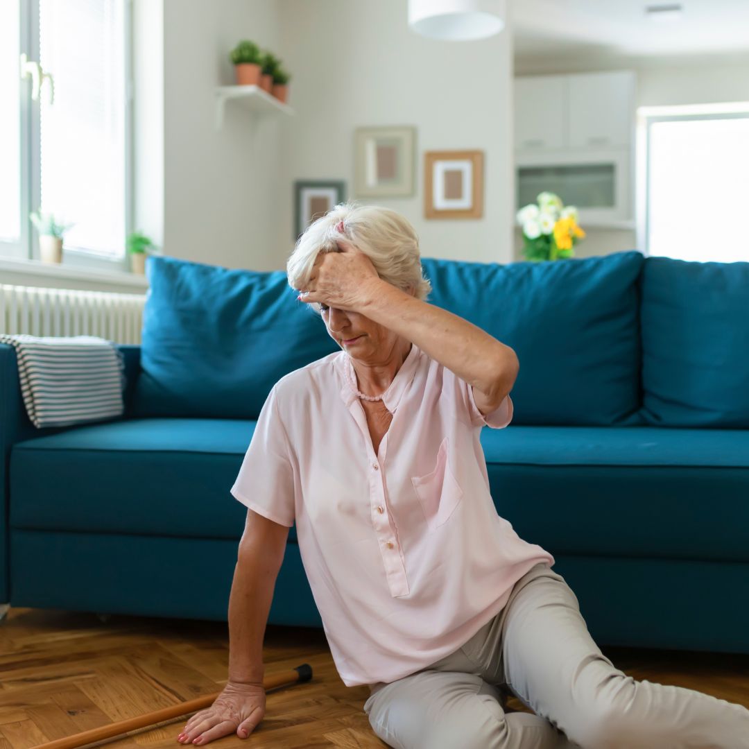 an older adult on the floor