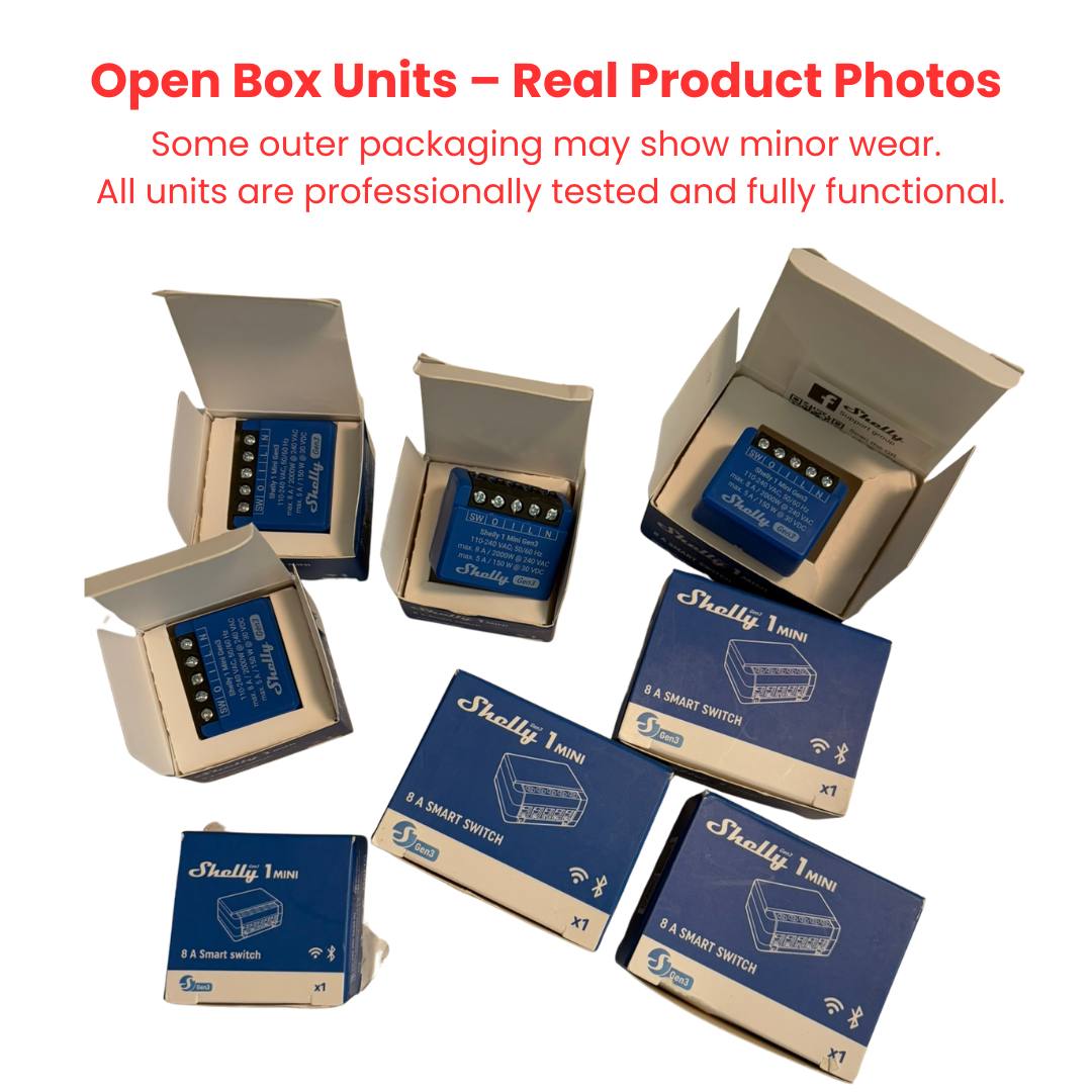 Shelly 1 Mini Gen3. El interruptor de relé inteligente Wi-Fi más pequeño, 1 canal, 8 A, contactos secos (caja abierta)