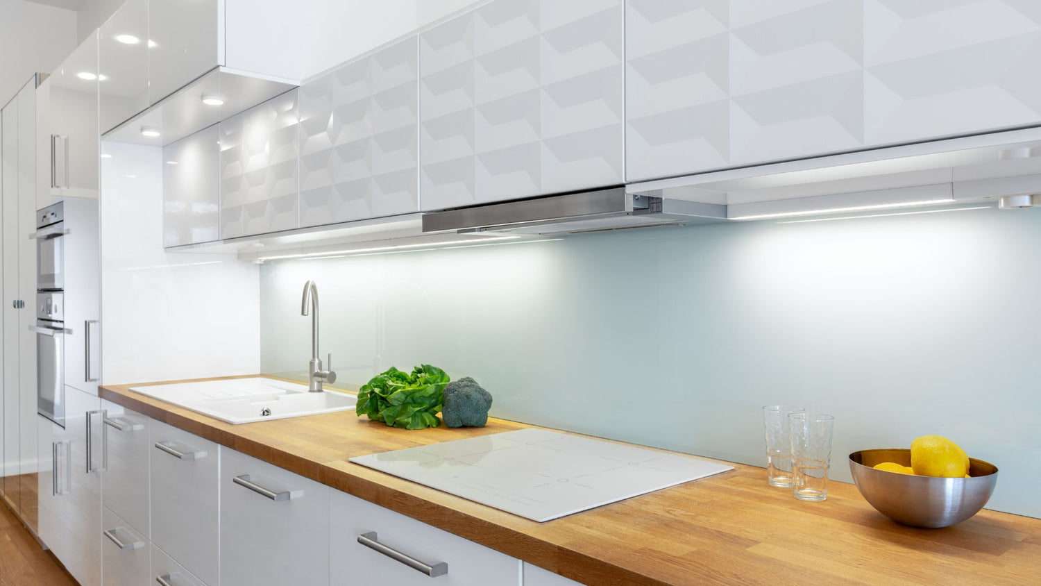 Under-cupboard illuminated with Proluxe white LED light