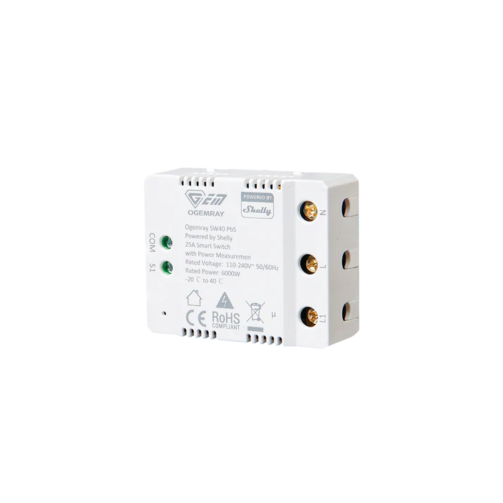 Relé inteligente Shelly Ogemray de 25 A: relé inteligente de alta carga con medición de potencia