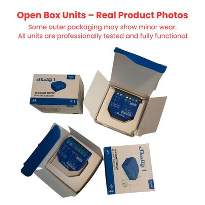 Shelly Plus 1 UL. WiFi Smart Relay Switch 15A, 1 Channel with Dry Contacts, No Hub Required. For Lights, Garage Doors & Automation (Open Box)