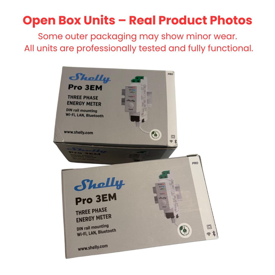Shelly Pro 3EM. Medidor de energía trifásico inteligente para riel DIN. Conexión Wi-Fi, LAN y Bluetooth