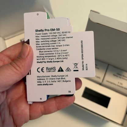 Shelly Pro EM-50 | 2-Channel DIN Rail Energy Meter with Contactor Control, WiFi, LAN & Modbus (Open Box)