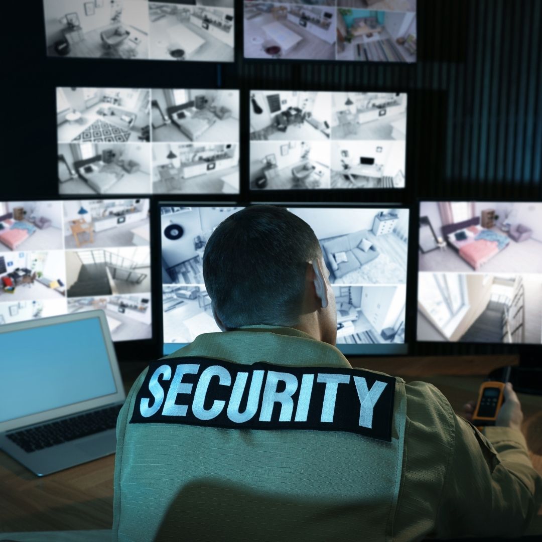 security guard watching the cameras