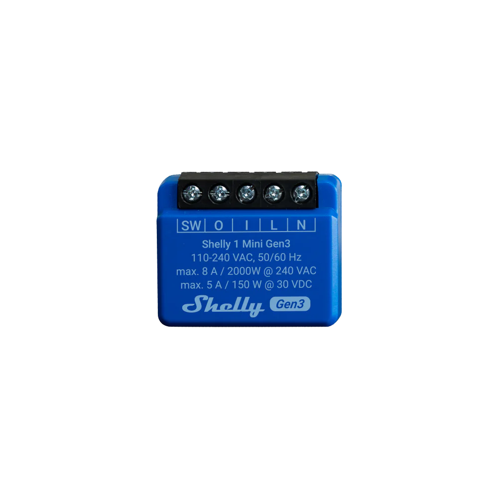 Shelly Box Shelly 1 Mini Gen3. Wi-Fi Smart Relay Switch, 1 channel 8A, dry ...