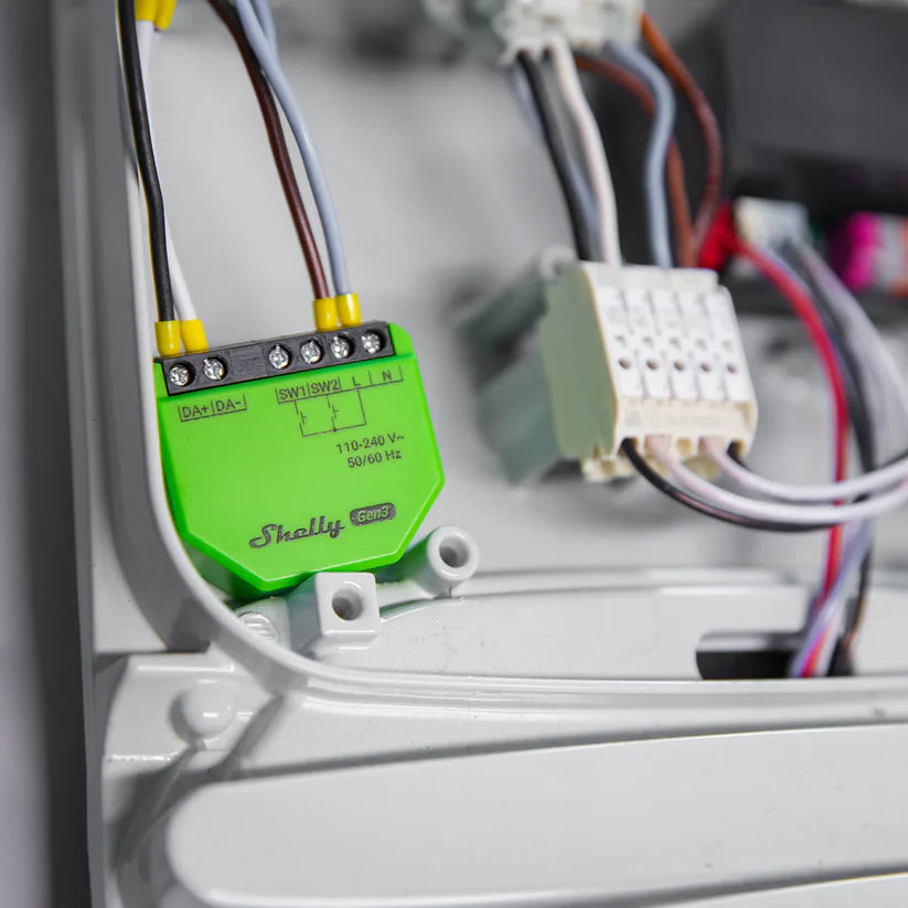 Green electronic device with wiring inside a mechanical component