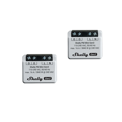 Shelly PM Mini Gen3. Wi-Fi operated Smart Energy Meter, 1 channel 16 A. No relay inside (Open Box)