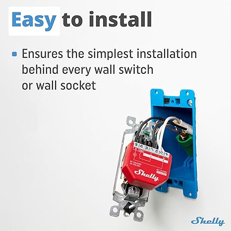 Shelly Wave 1PM US LR UL. Z-Wave Long Range Smart Relay with Power Monitoring (15A) (Open Box)