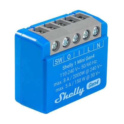 Blue electronic device with 'Shelly' branding on a white background