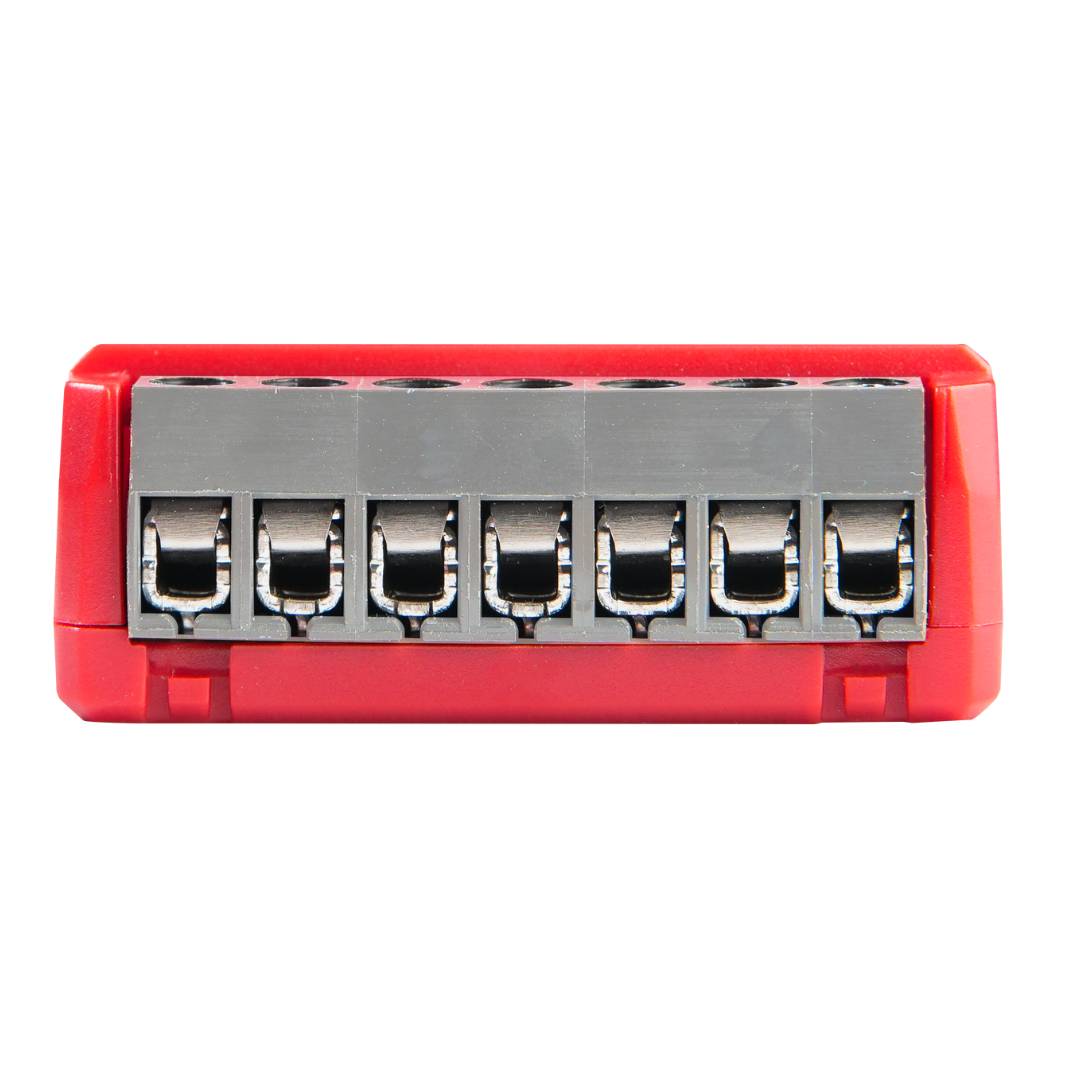 Red tool with multiple sockets on a white background