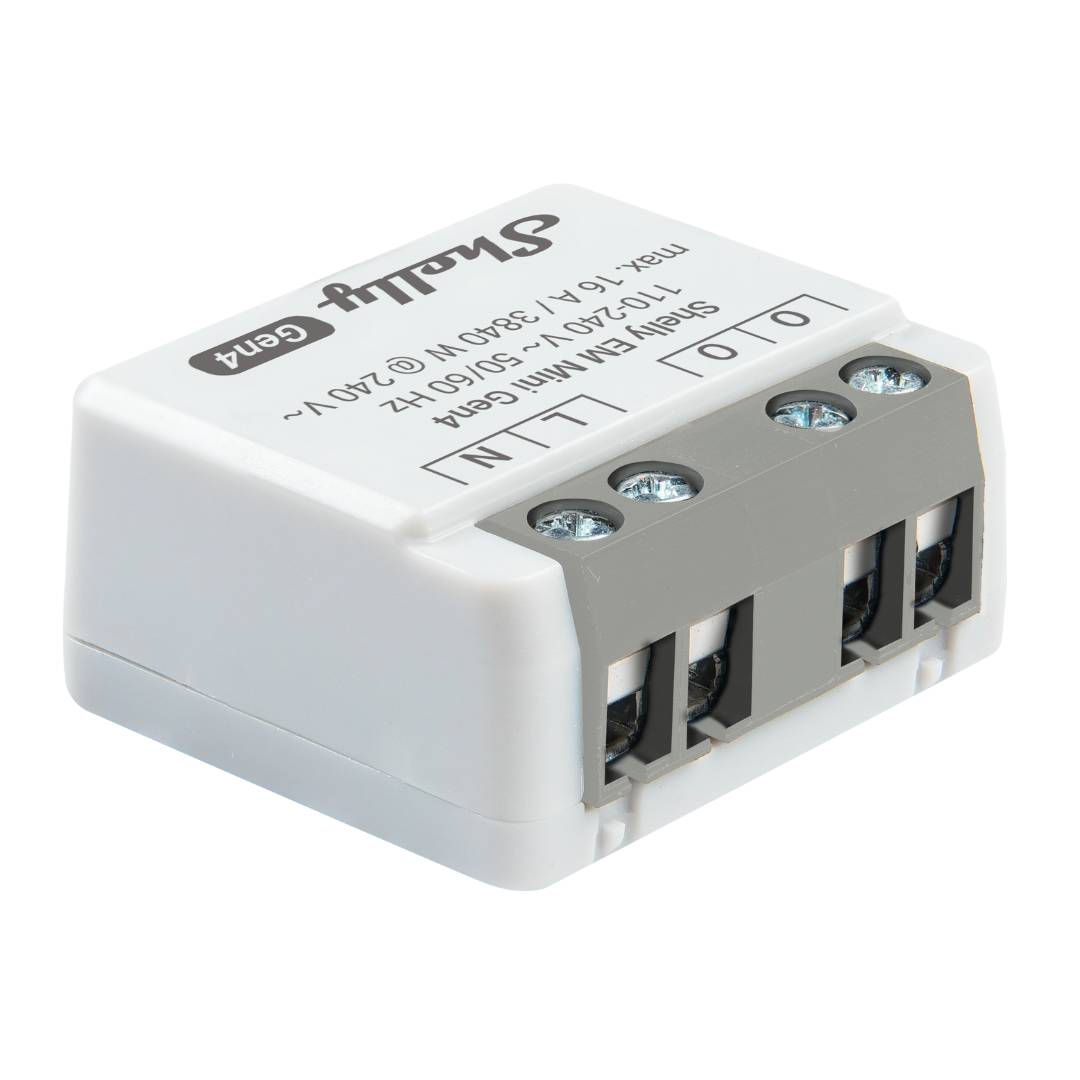 Shelly EM Mini Gen4. Medidor de energía inteligente Matter, Wi-Fi, Zigbee y Bluetooth