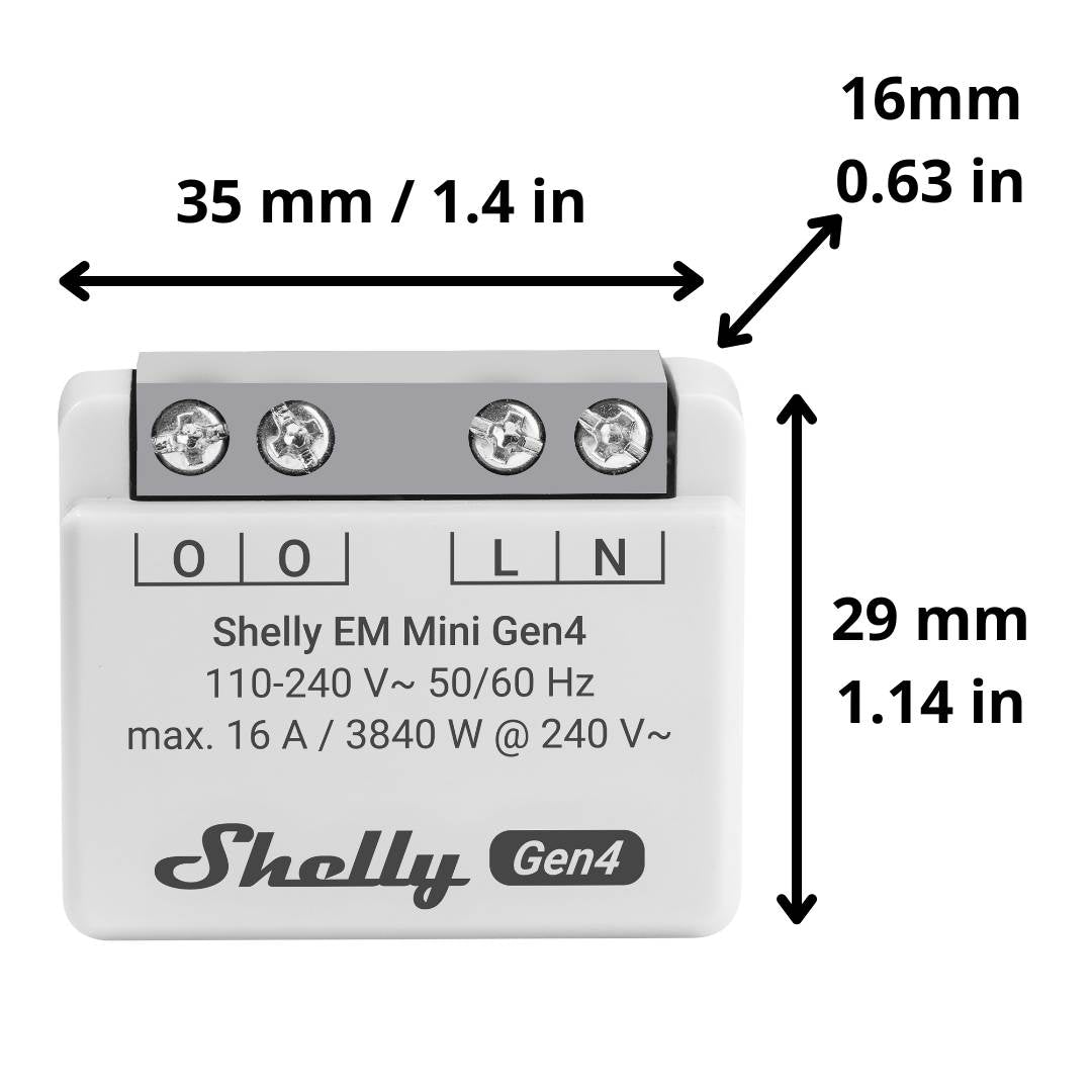 Shelly EM Mini Gen4. Medidor de energía inteligente Matter, Wi-Fi, Zigbee y Bluetooth