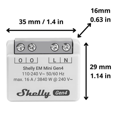 Shelly EM Mini Gen4. Medidor de energía inteligente Matter, Wi-Fi, Zigbee y Bluetooth
