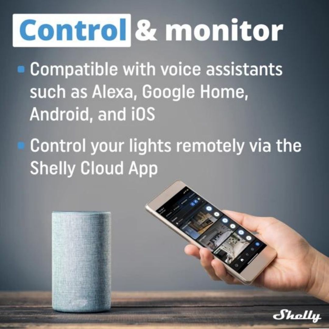 Regulador de intensidad de pared Shelly Plus con certificación UL. Regulador de intensidad de pared inteligente con Wi-Fi de última generación, diseño simple de 4 cables