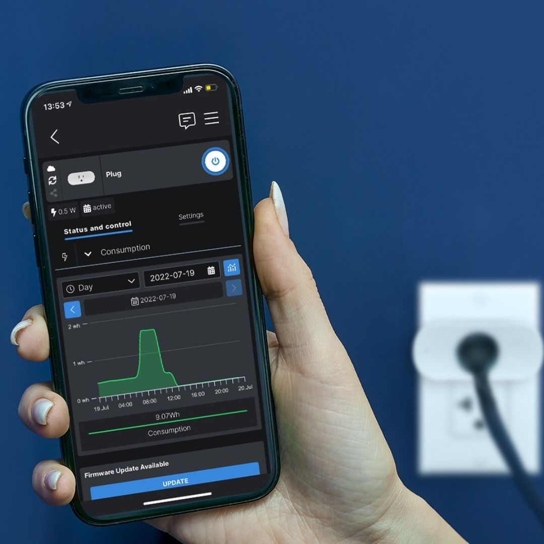 Shelly Plus Plug US con medición de potencia. El enchufe inteligente Wi-Fi que cabe en todas partes.