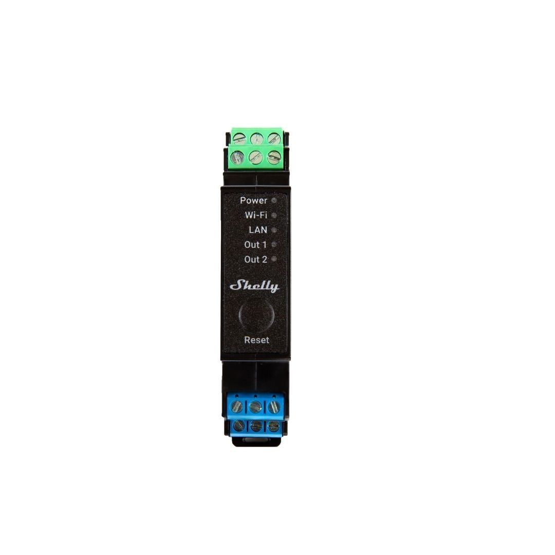 Module rail DIN 2 canaux Wi-Fi pour VR Shelly Pro Dual Cover PM Module rail DIN 2 canaux Wi-Fi pour VR Shelly Pro Dual Cover PM