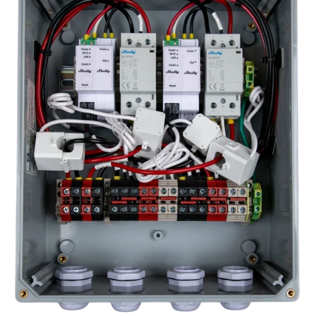 Complemento de interruptor Shelly Pro 3EM. Interruptor inteligente de riel DIN profesional con complemento de contactos secos para Pro 3EM