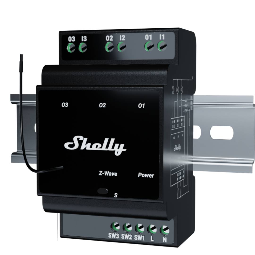Shelly Wave Pro 3 LR. Z-Wave Long Range 3-Channel Smart Relay