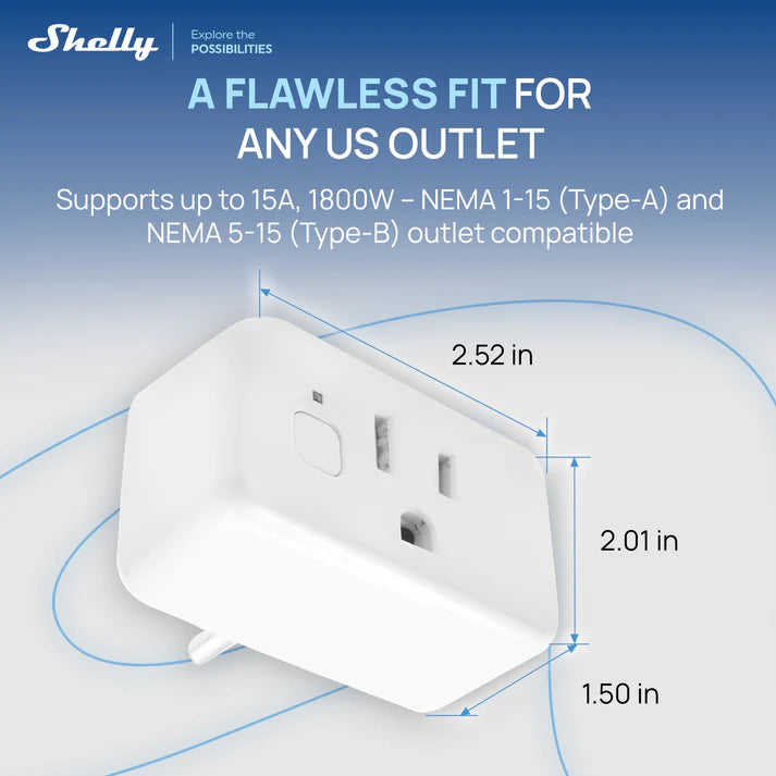 Shelly Plug US Gen4 UL. Multi-Protocol Smart Plug (Matter, Wi-Fi, Zigbee)