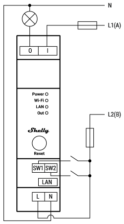Shelly Pro 1 V1 wiring diagram