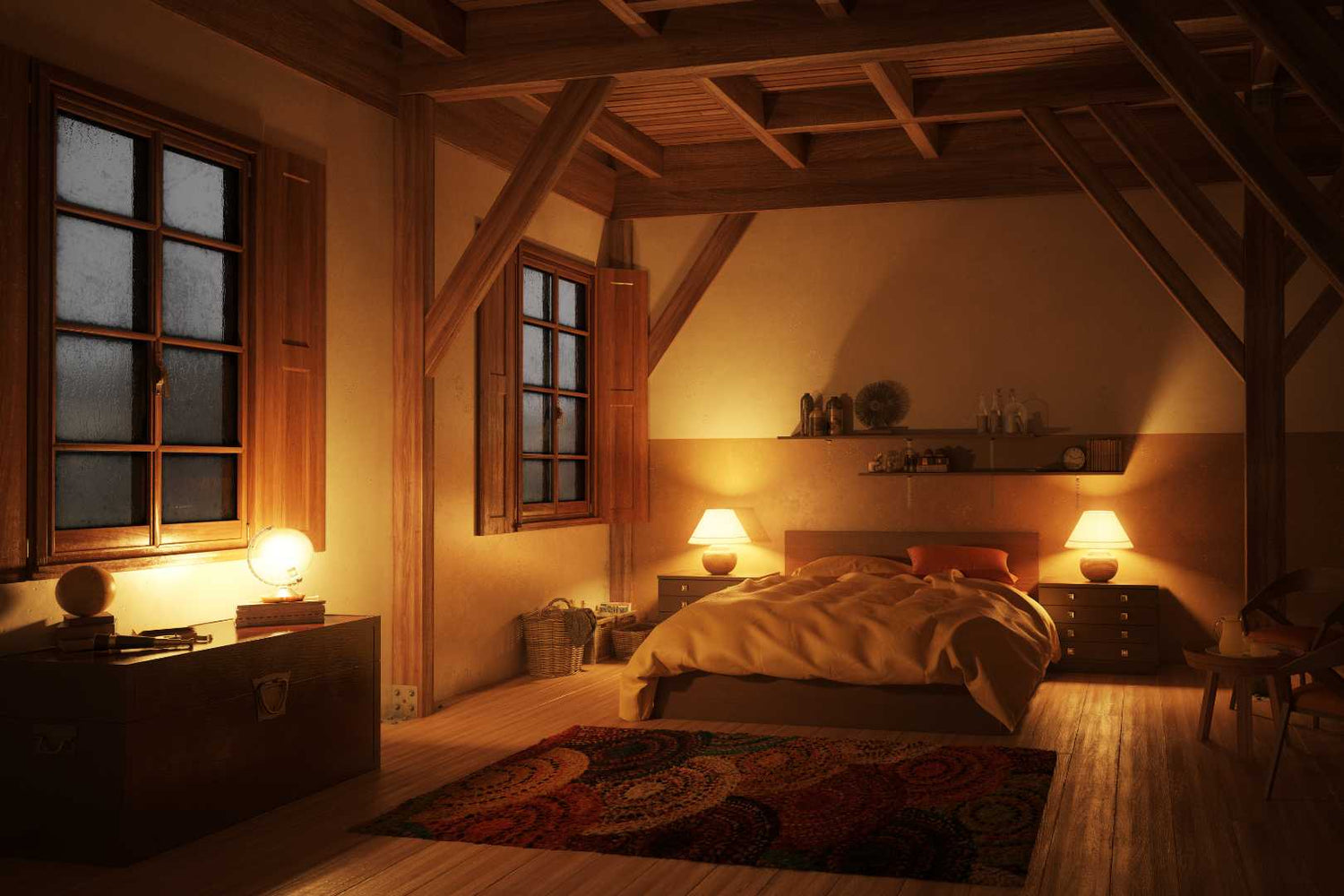 bedroom with lit candles