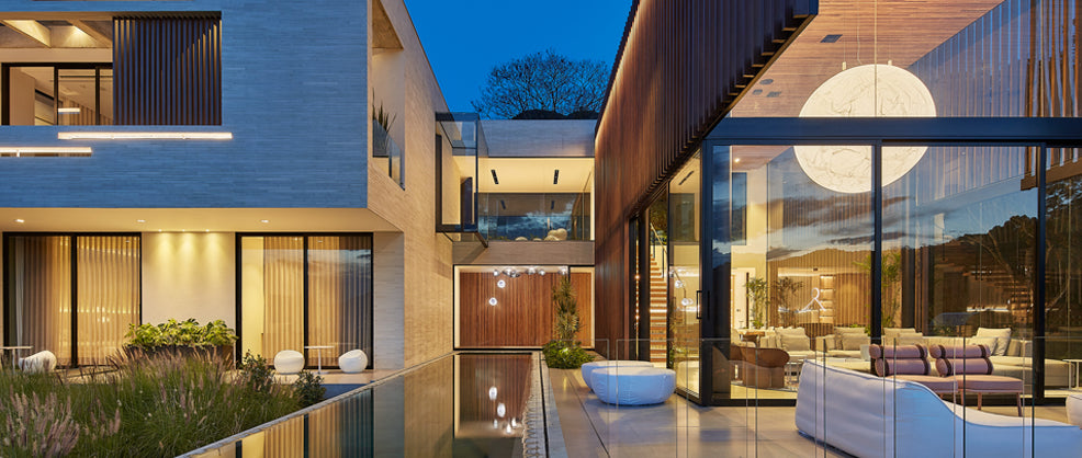 illuminated house