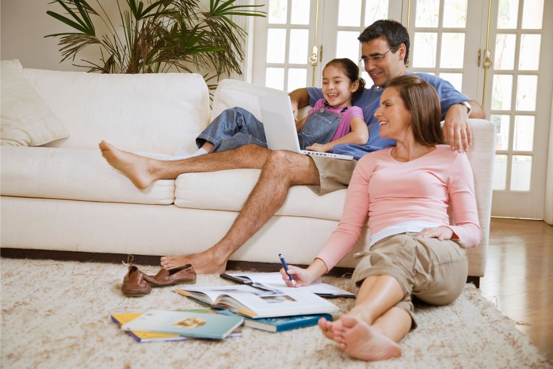 family enjoying themselves at home