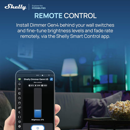 Shelly Dimmer Gen4 US UL-Certified – Smart Wi-Fi, Zigbee & Matter Dimmer Controller (Open Box)