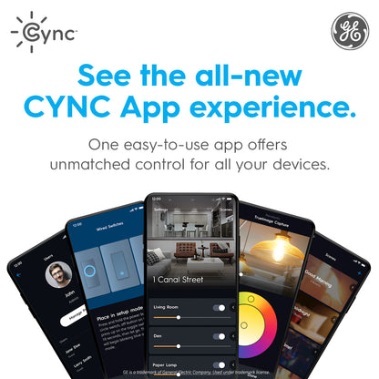 Sensor de movimiento Cync + estilo de botón de atenuación inteligente (3 cables/sin neutro) (el embalaje puede variar)