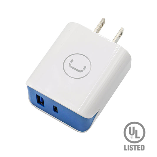 Wall Fast Charger Dual Port  USB/ Type C (UL)