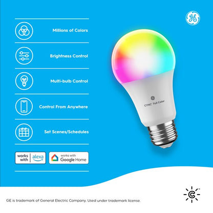 Cync by GE Full Color Direct Connect Smart Bulb - 2 LED A19 Bulbs (Packaging May Vary)