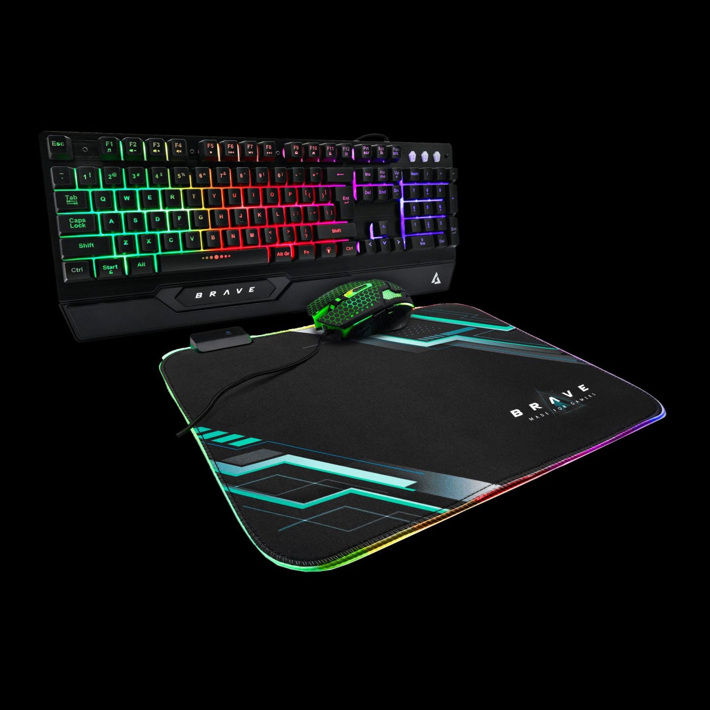 Teclado, mouse y mouse pad para juegos con LED Combo Brave BRV84 USB
