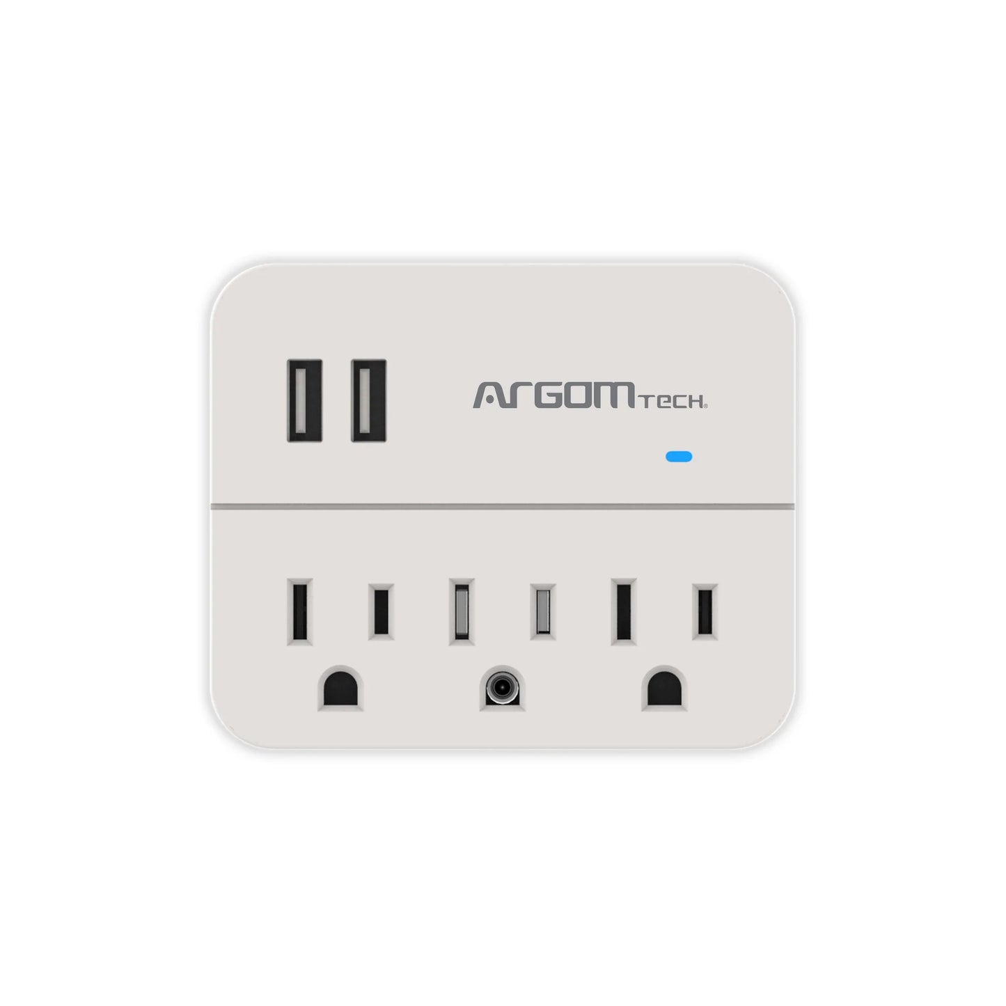 Wall 3-Outlet Adapter with 2 USB Ports Surge Protection. ETL Certification.