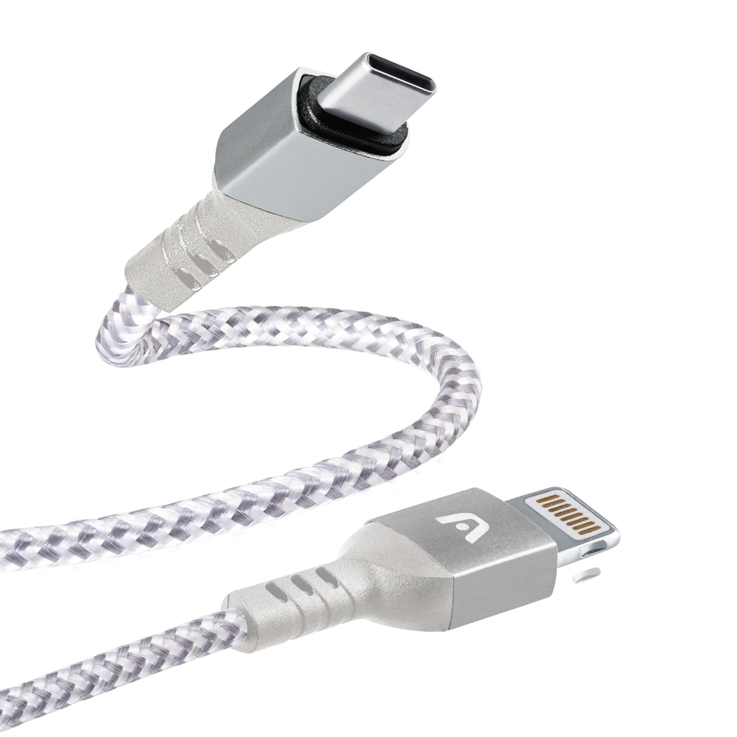 CABLE USB tipo C a Lightning - CARGA RÁPIDA Y SINCRONIZACIÓN - Trenzado de nailon - Conector de metal - Empalme de cable flexible - 6FT/1.8M