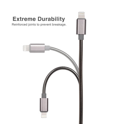 Cable Lightning a USB 2.0 - Cuerpo de Metal Trenzado - Carga Rápida - 1M/3.2FT