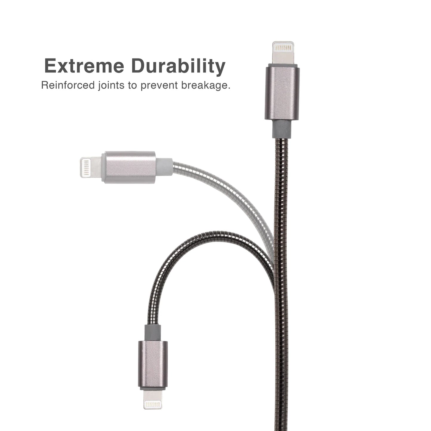 Cable Lightning to USB 2.0 - Metal Braided Body - Fast Charging - 1M/3.2FT