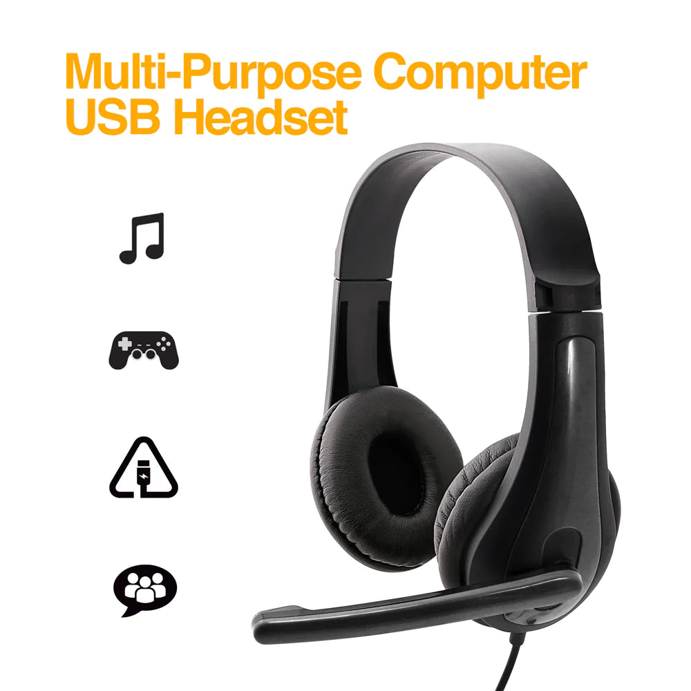 Stereo Headset with Microphone and Volume Control  USB Connector. Metro 78